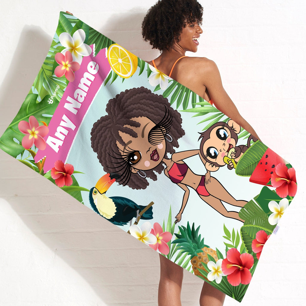Womens Personalized Tropical Fun Beach Towel