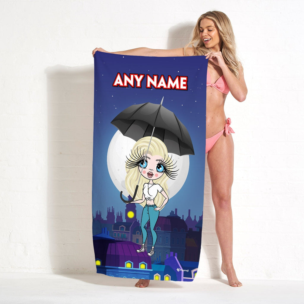Womens Personalized Umbrella Flight Beach Towel