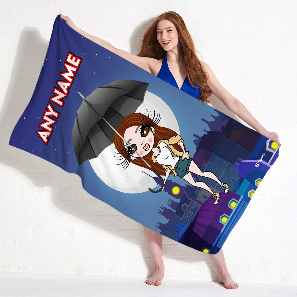 Womens Personalized Umbrella Flight Beach Towel