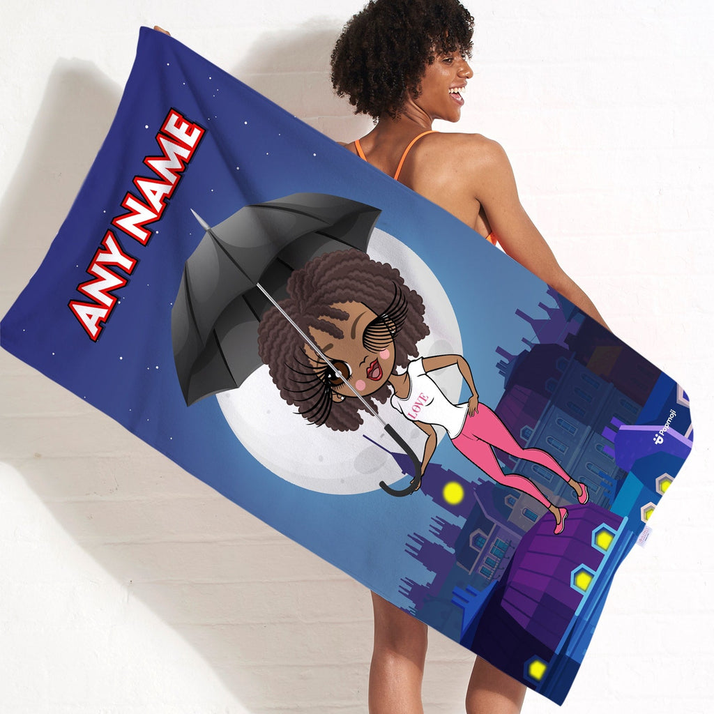 Womens Personalized Umbrella Flight Beach Towel