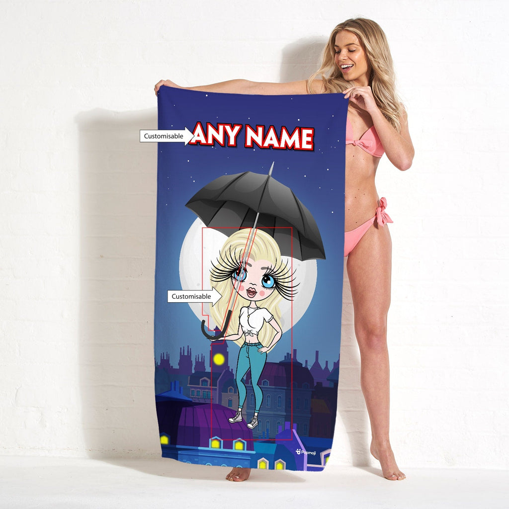 Womens Personalized Umbrella Flight Beach Towel