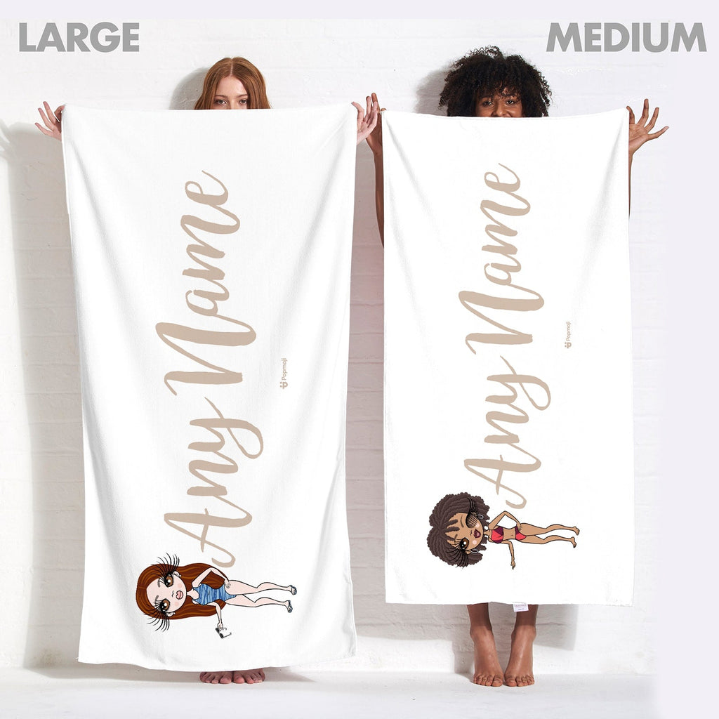 Womens Personalized The LUX Collection White and Nude Beach Towel