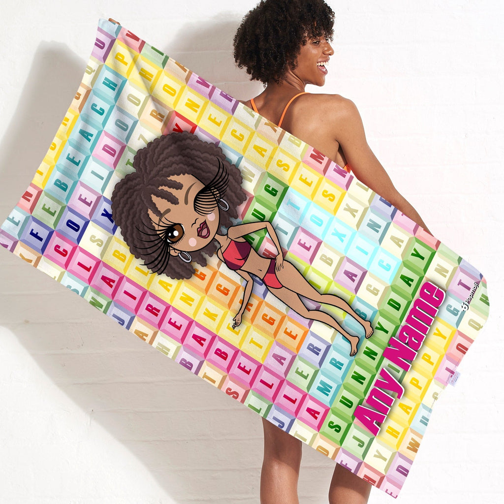 Womens Personalized Word Search Beach Towel