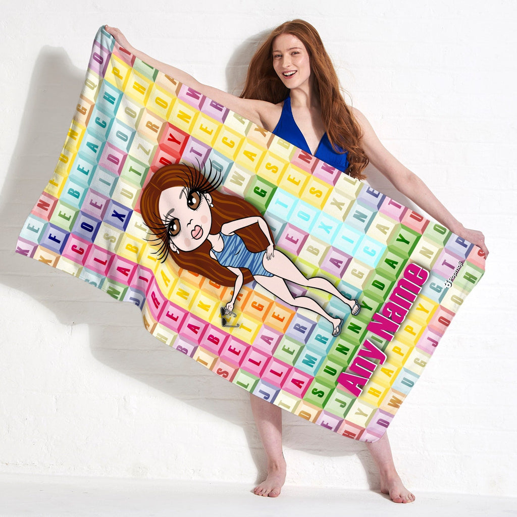 Womens Personalized Word Search Beach Towel
