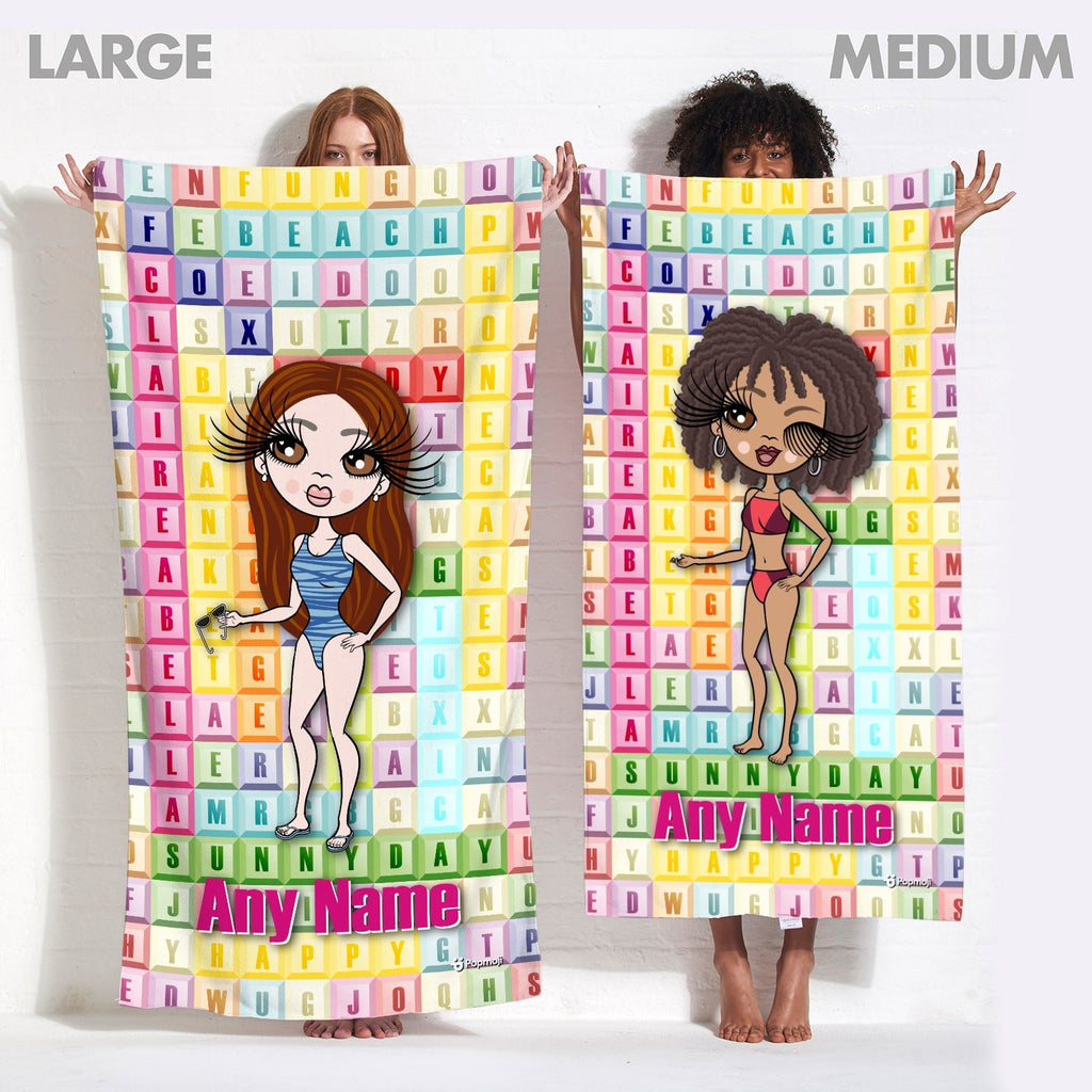 Womens Personalized Word Search Beach Towel