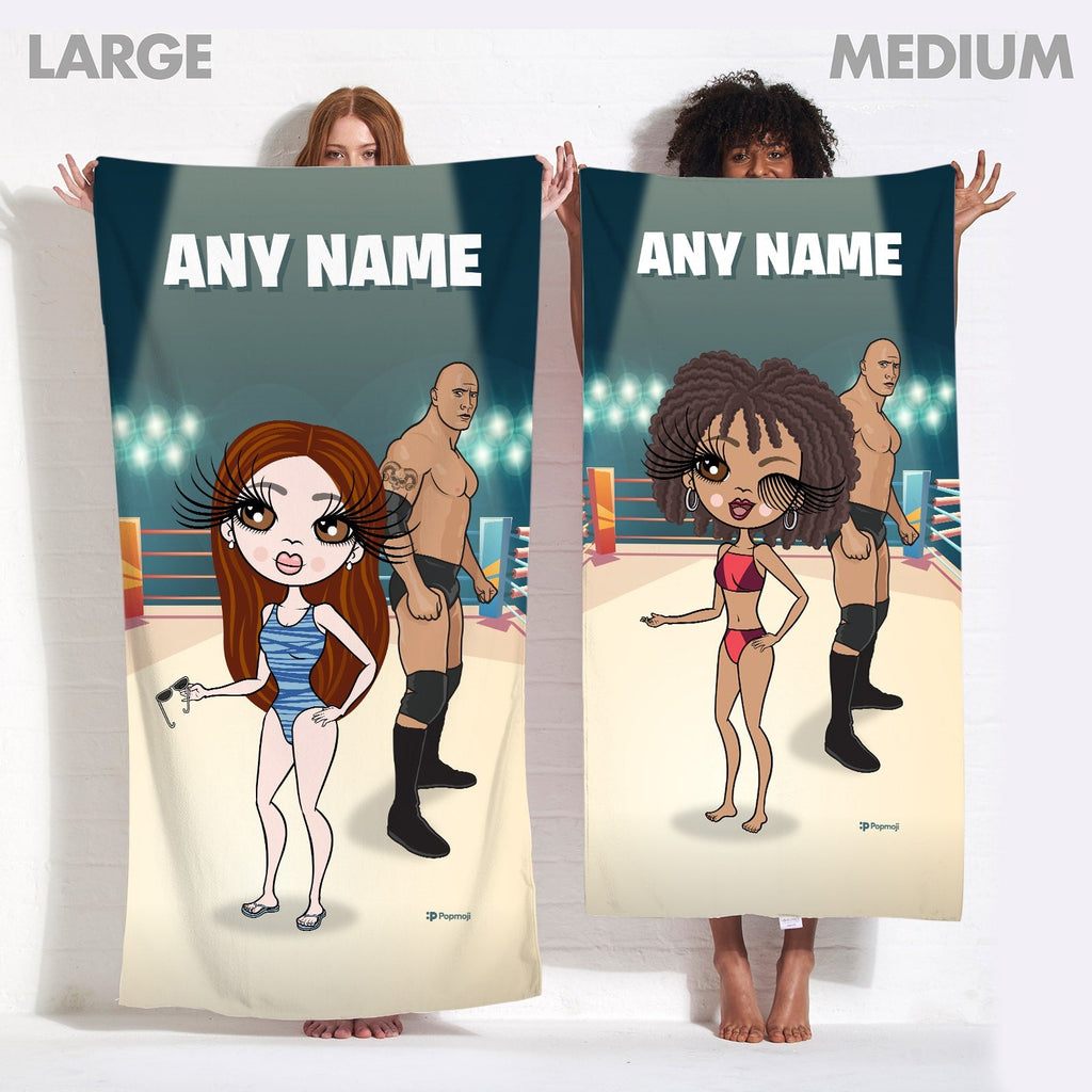 Womens Personalized Wrestling Champion Beach Towel