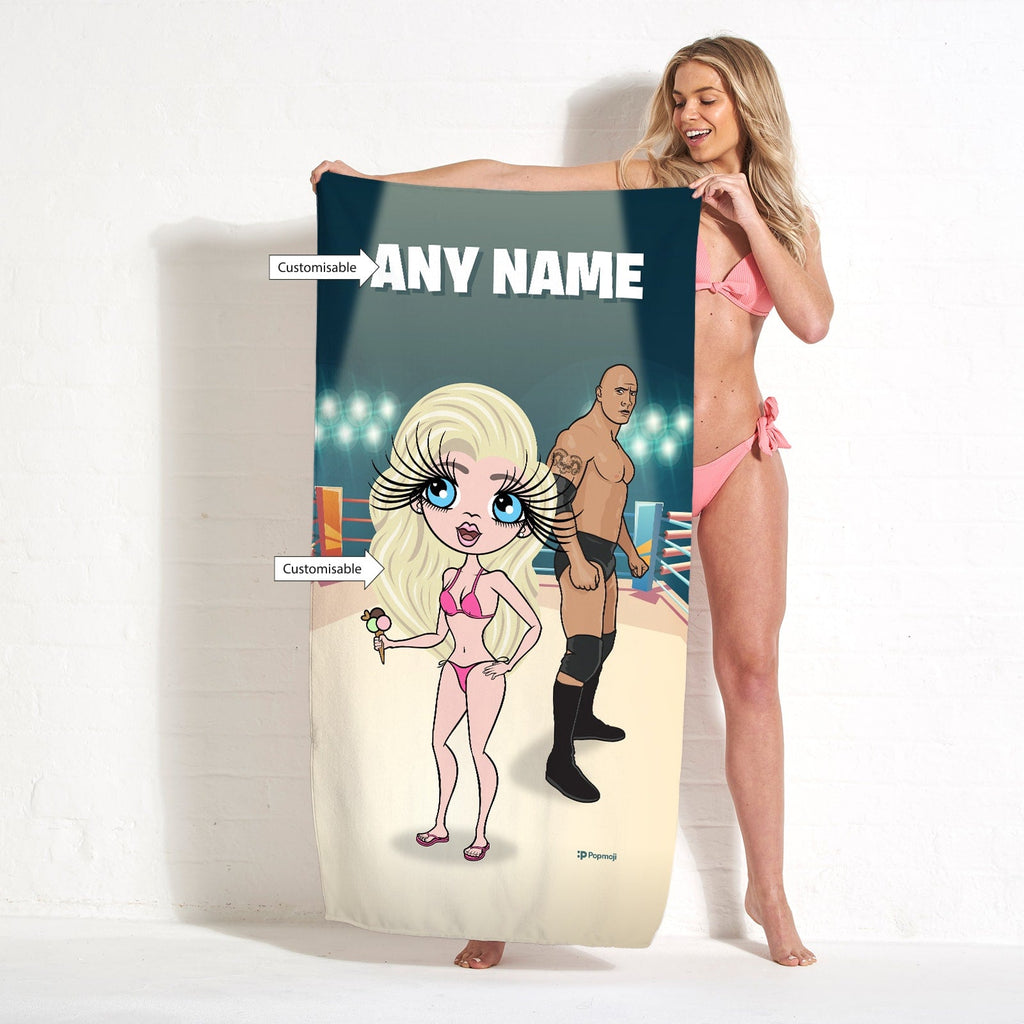 Womens Personalized Wrestling Champion Beach Towel