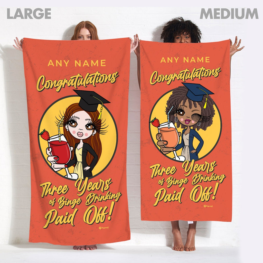 Womens Personalized Graduation Binge Drinking Beach Towel