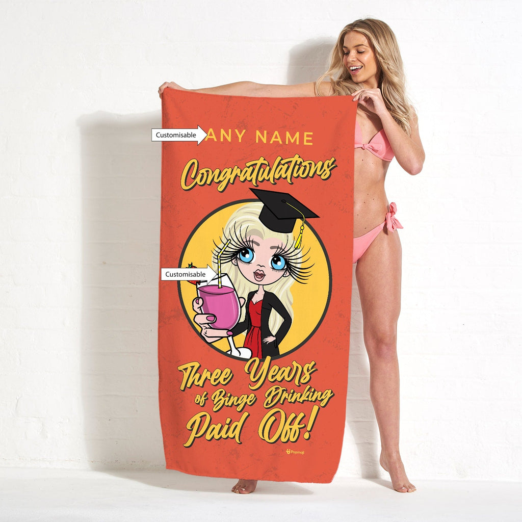 Womens Personalized Graduation Binge Drinking Beach Towel