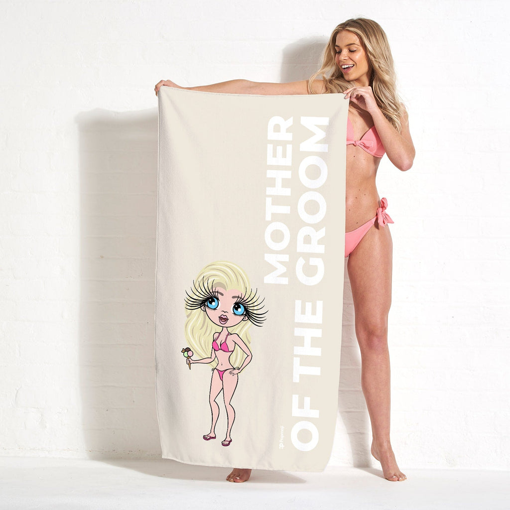 Womens Personalized Mother of the Groom Beige Beach Towel