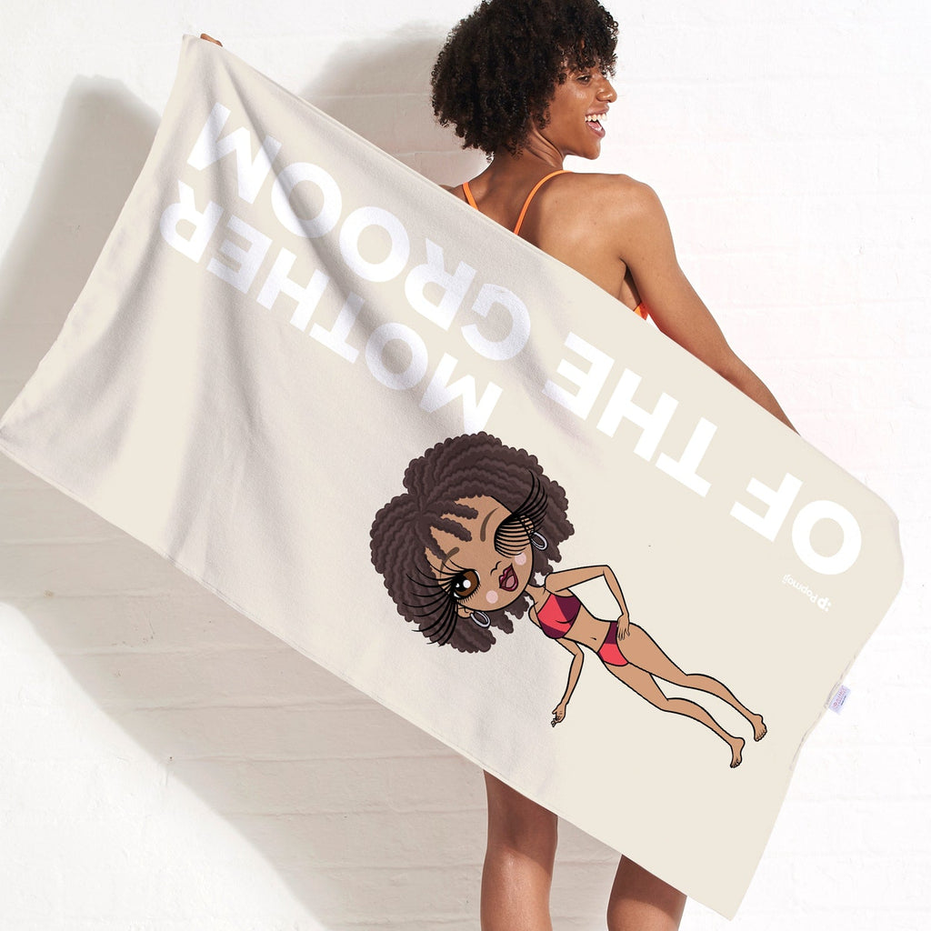 Womens Personalized Mother of the Groom Beige Beach Towel
