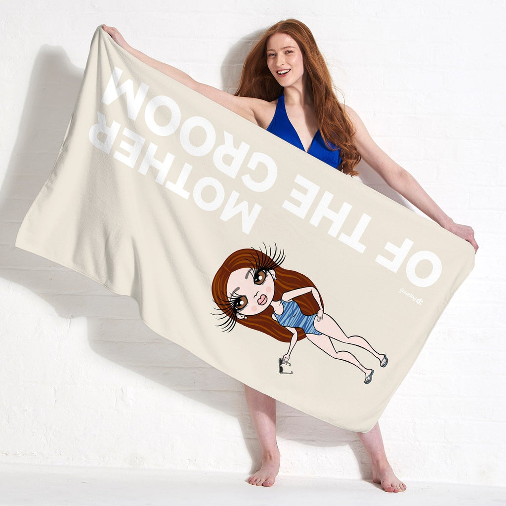 Womens Personalized Mother of the Groom Beige Beach Towel