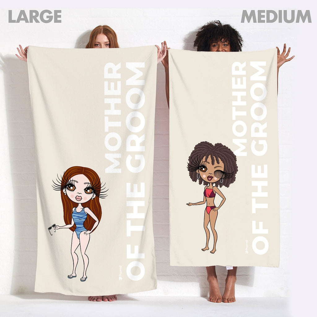 Womens Personalized Mother of the Groom Beige Beach Towel