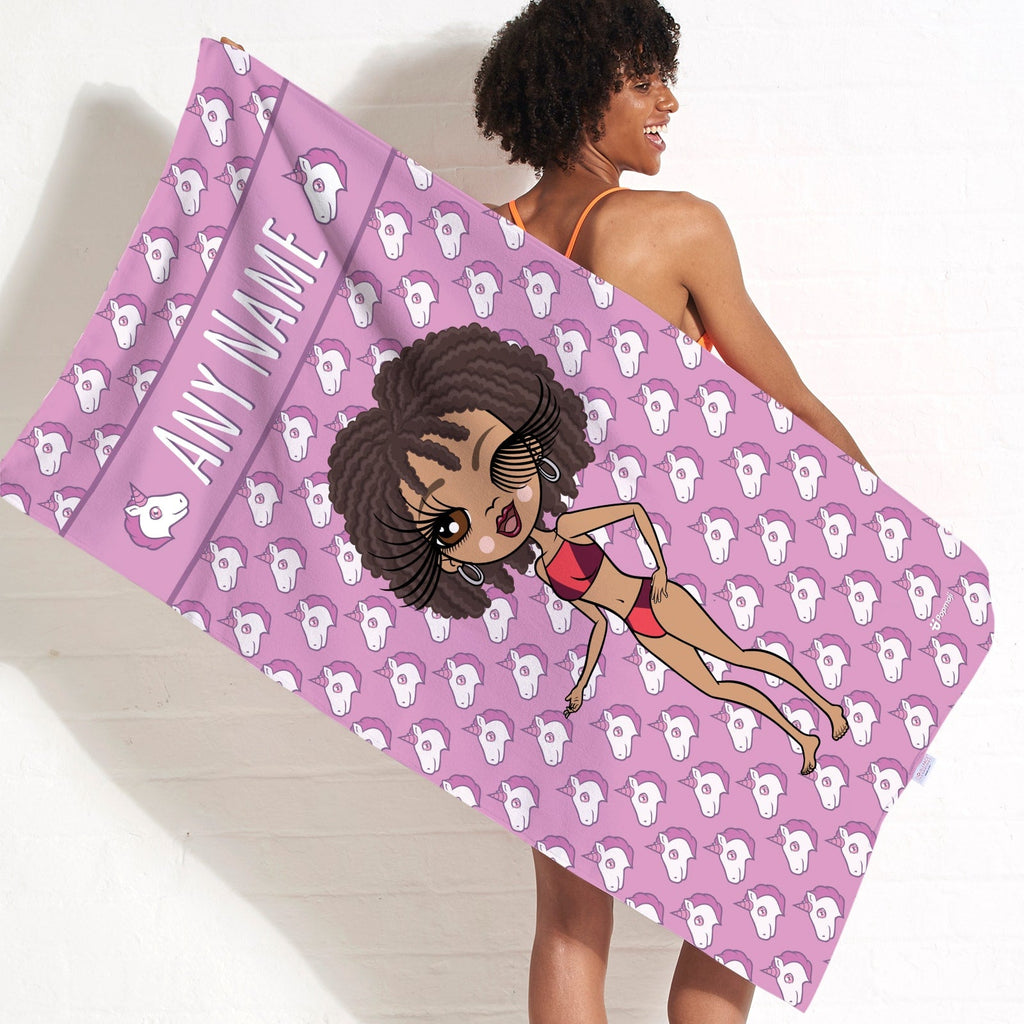 Womens Personalized Unicorn Emoji Beach Towel