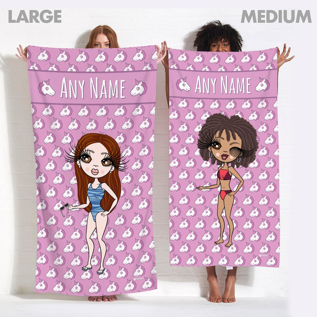 Womens Personalized Unicorn Emoji Beach Towel