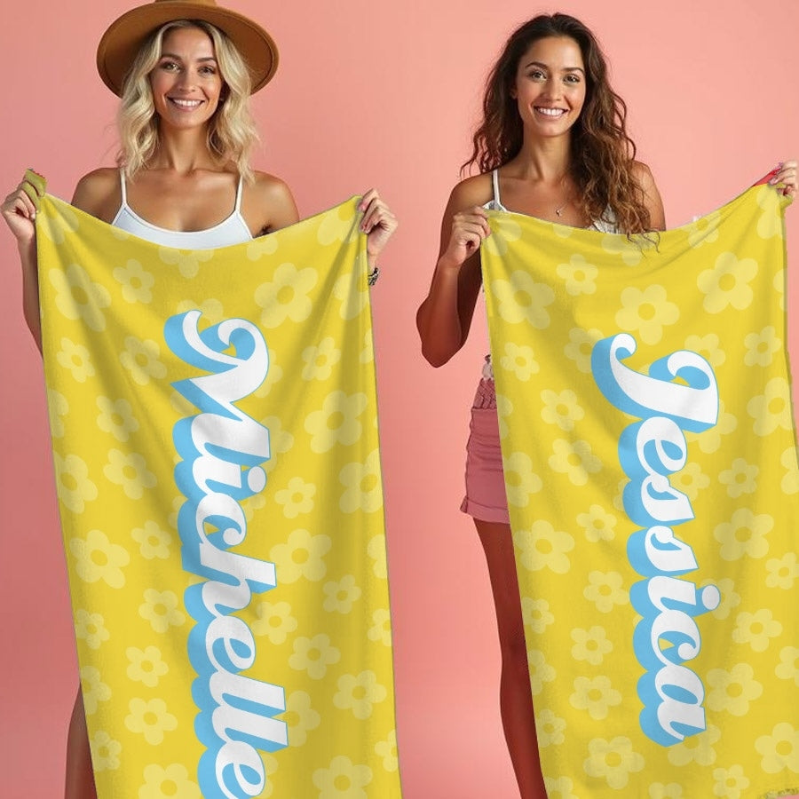 Personalized Name Groovy Honey Beach Towel - Image 5