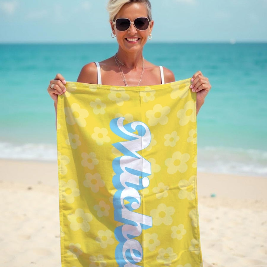 Personalized Name Groovy Honey Beach Towel - Image 2