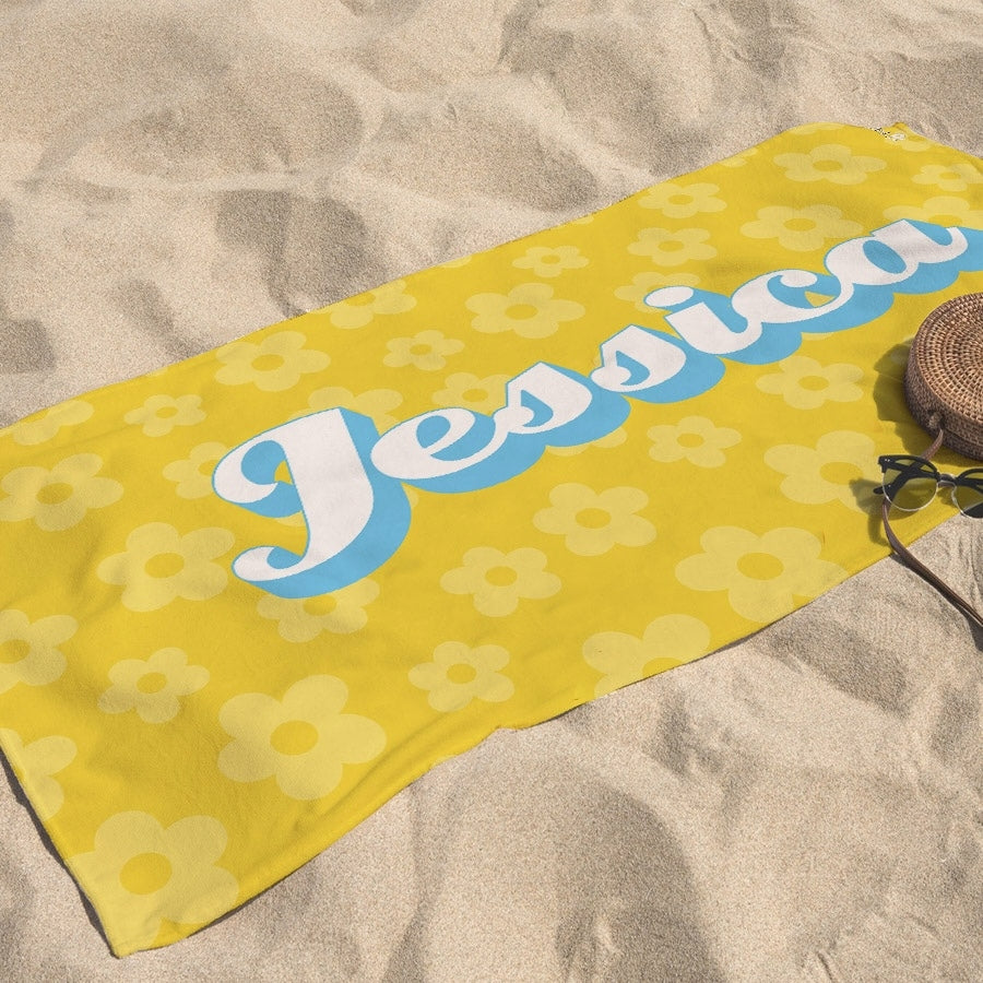 Personalized Name Groovy Honey Beach Towel - Image 1