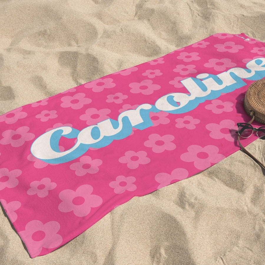 Personalized Name Groovy Rose Beach Towel - Image 4