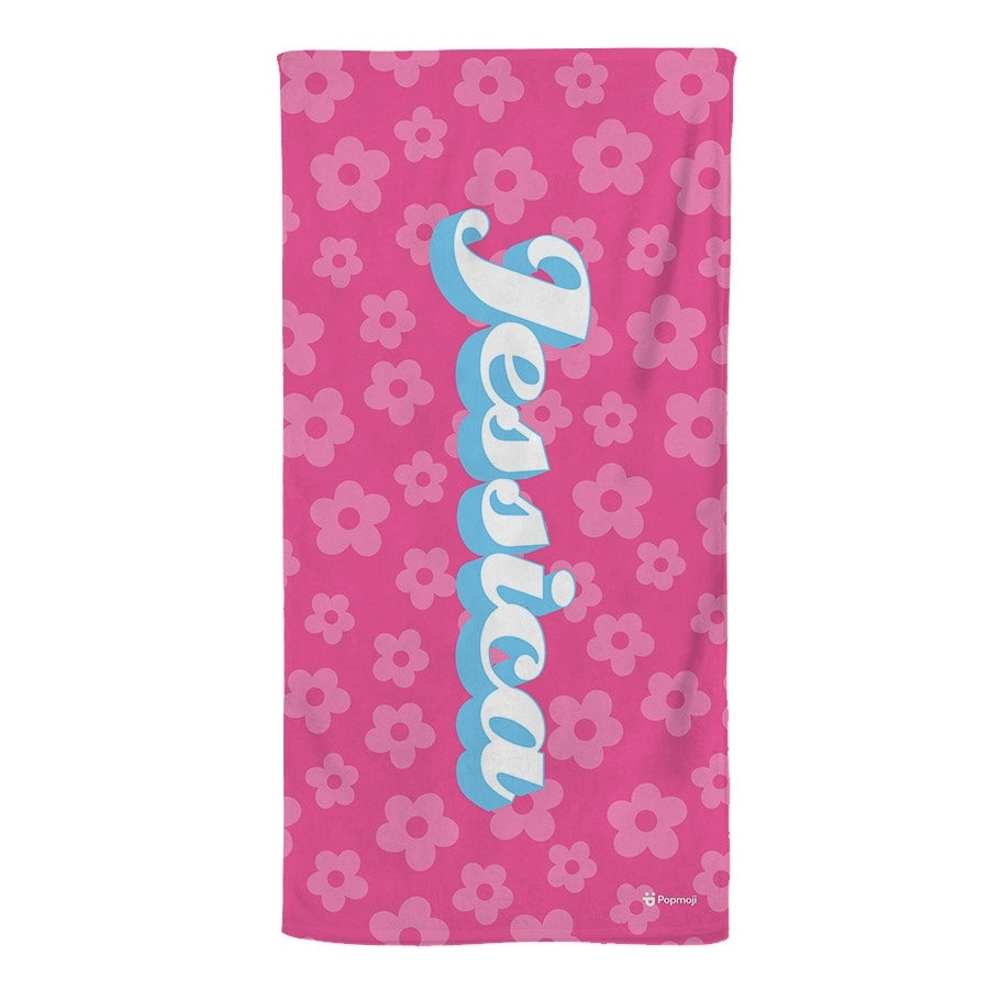 Personalized Name Groovy Rose Beach Towel - Image 3