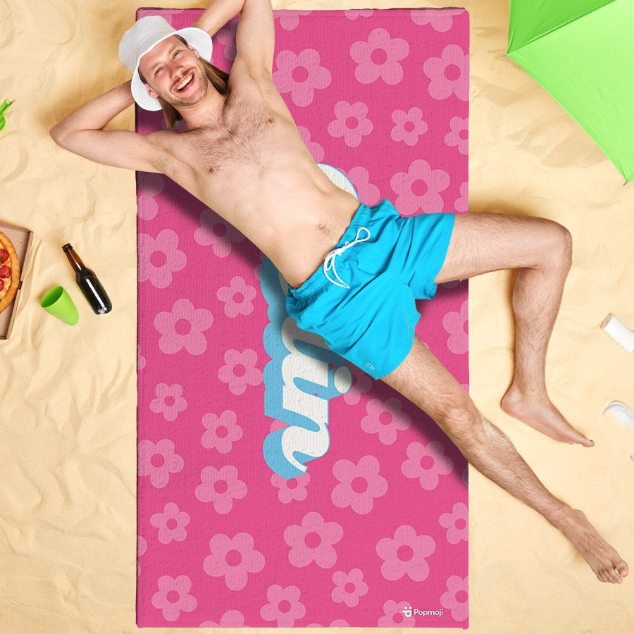 Personalized Name Groovy Rose Beach Towel - Image 5