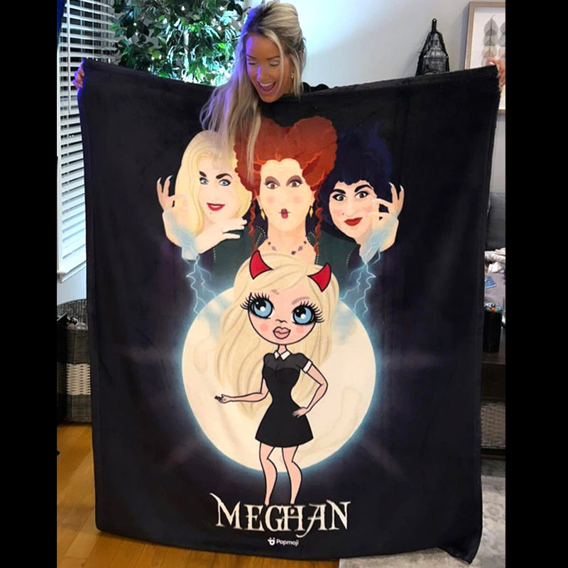 Womens Personalized Portrait Mischievous Witches Fleece Blanket