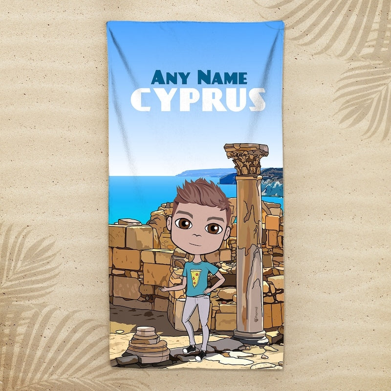 Boys Personalized Cypriot Ruins Beach Towel - Image 1