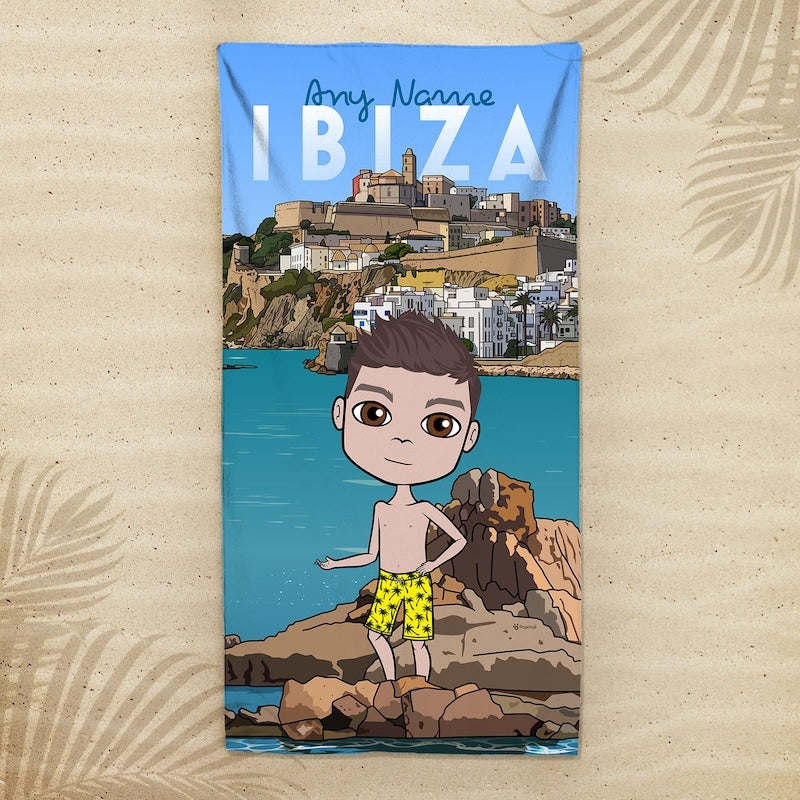 Boys Personalized Ibiza Town Beach Towel - Image 1
