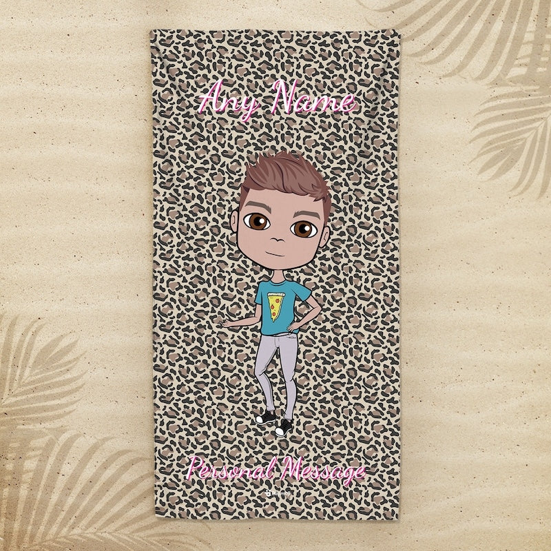 Jnr Boys Leopard Print Beach Towel - Image 1