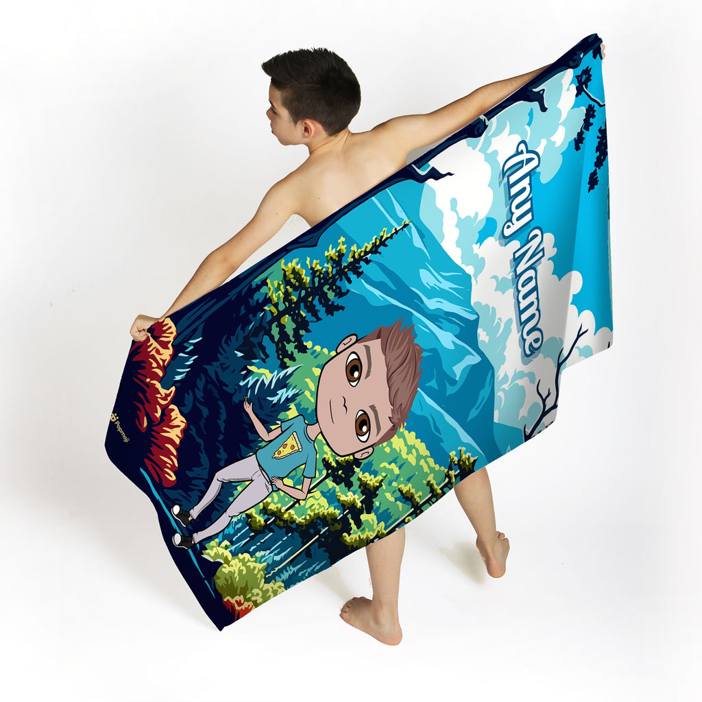 Boys Personalized Mountains Beach Towel - Image 2