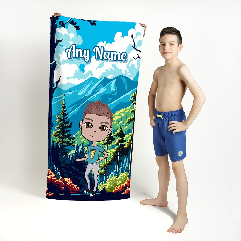 Boys Personalized Mountains Beach Towel - Image 3