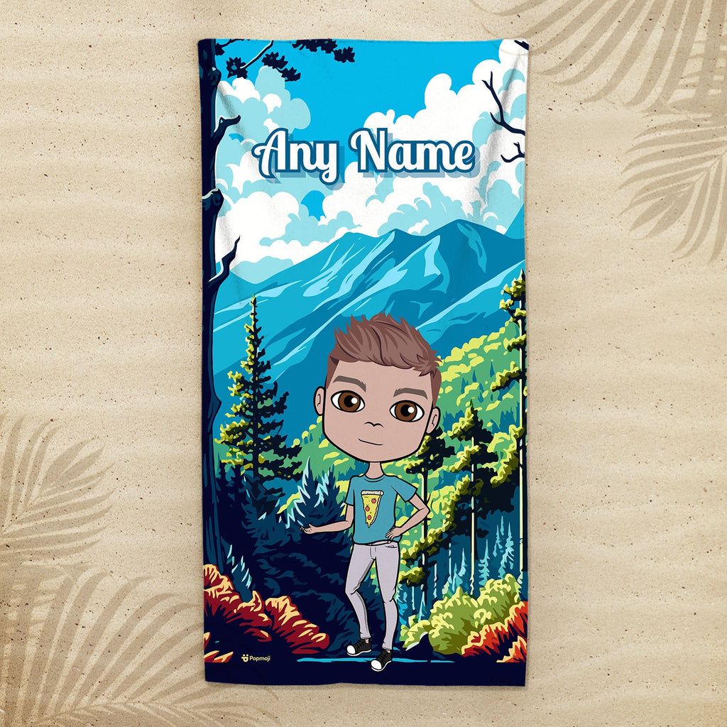 Boys Personalized Mountains Beach Towel - Image 1