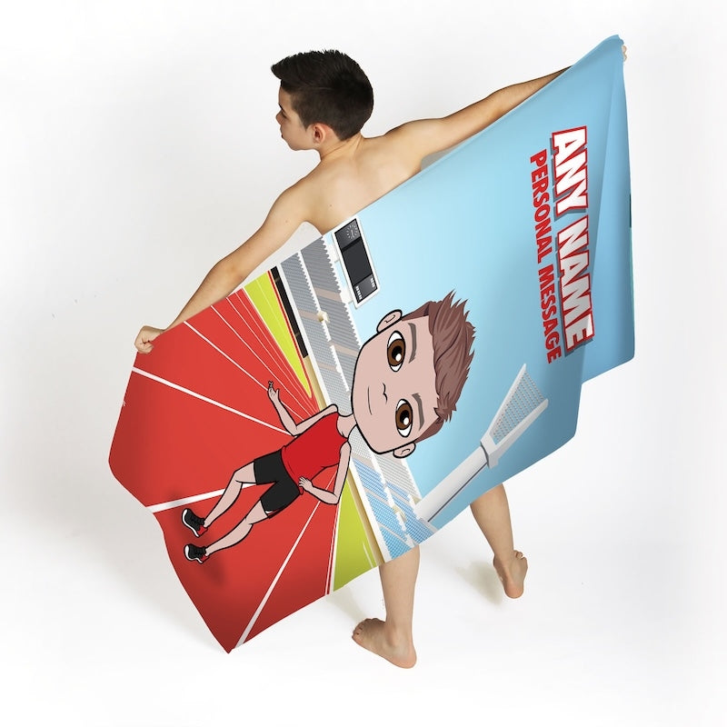 Boys Personalized Running Track Beach Towel - Image 2