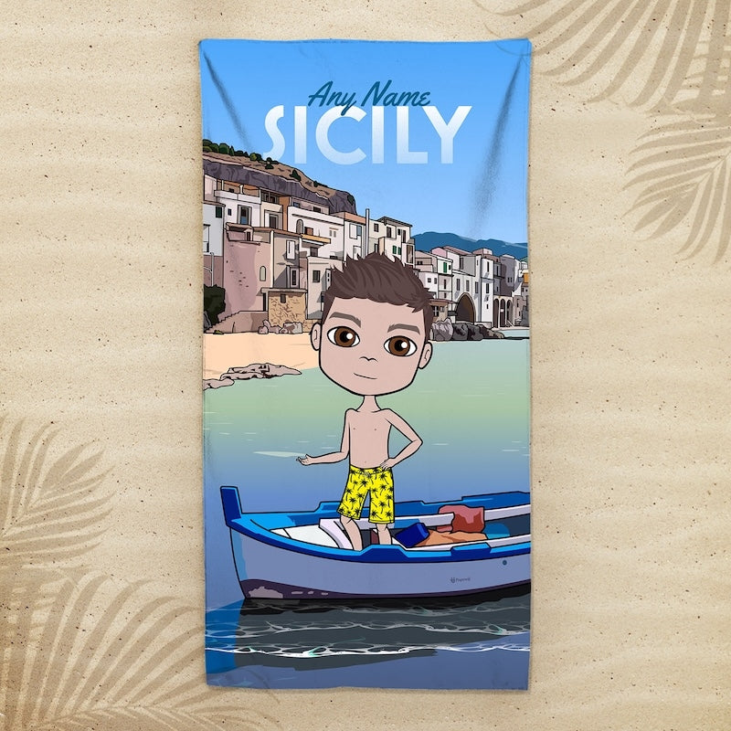 Boys Personalized Sicily Beach Towel - Image 1