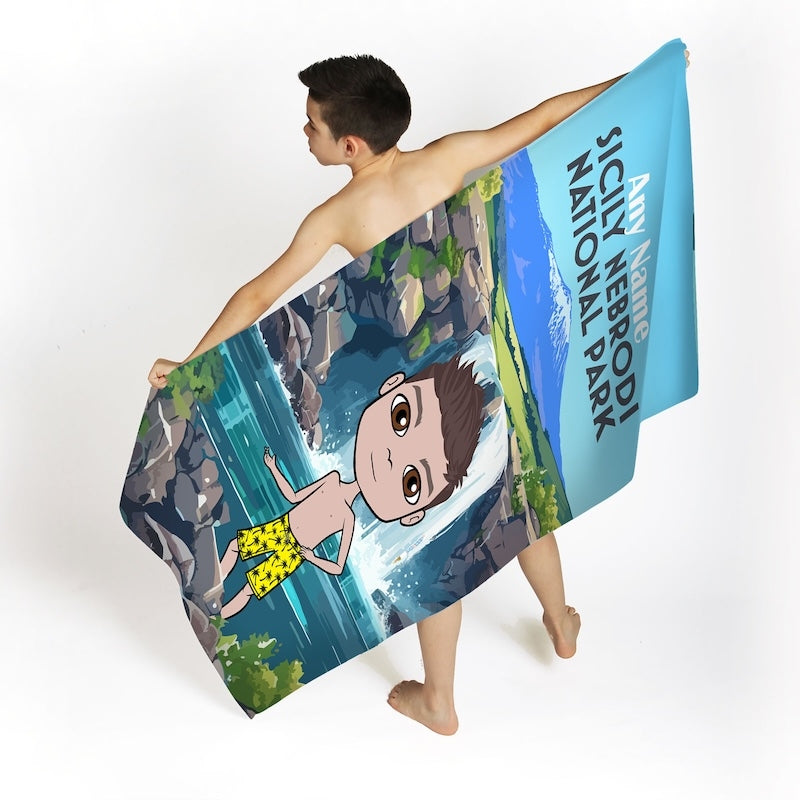 Boys Personalized Sicily Nebrodi National Park Beach Towel - Image 2