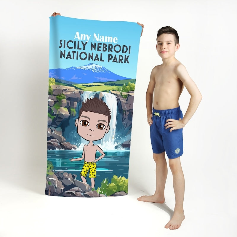 Boys Personalized Sicily Nebrodi National Park Beach Towel - Image 3