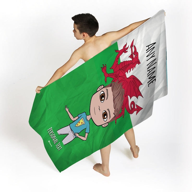 Jnr Boys Welsh Flag Beach Towel - Image 2