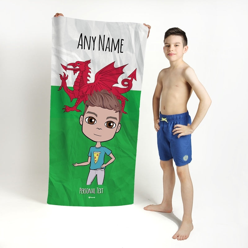 Jnr Boys Welsh Flag Beach Towel - Image 3