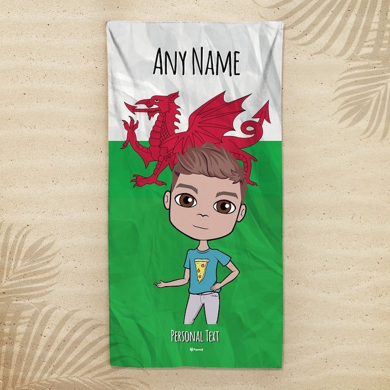 Jnr Boys Welsh Flag Beach Towel - Image 1