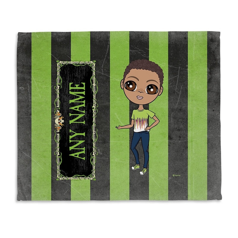 Boys Creepy Green Stripes Fleece Blanket - Image 2