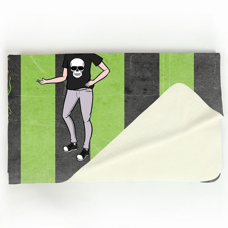 Boys Creepy Green Stripes Fleece Blanket - Image 3
