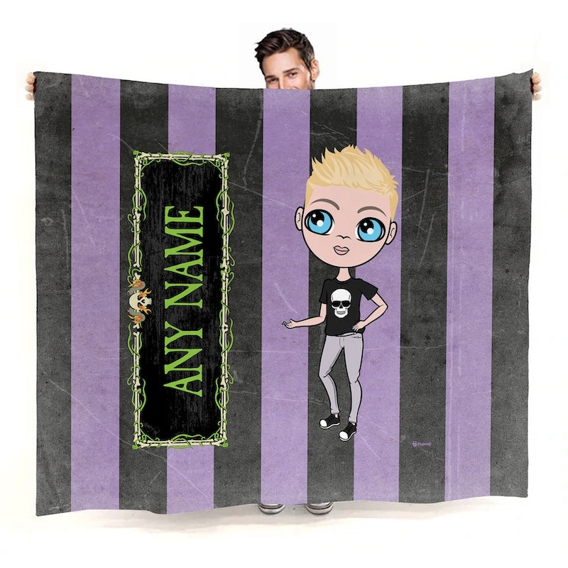 Boys Creepy Purple Stripes Fleece Blanket - Image 1