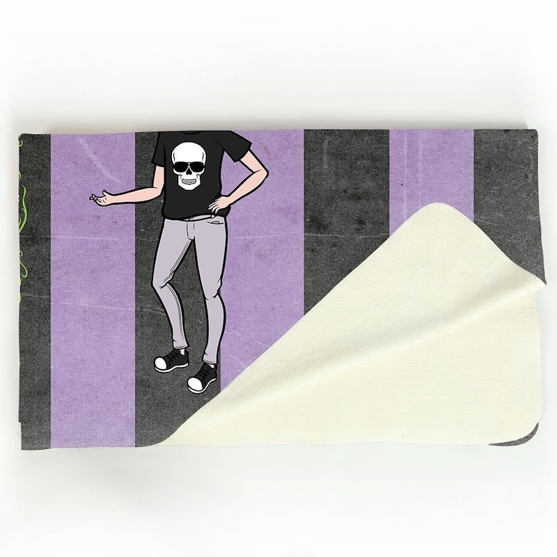 Boys Creepy Purple Stripes Fleece Blanket - Image 3