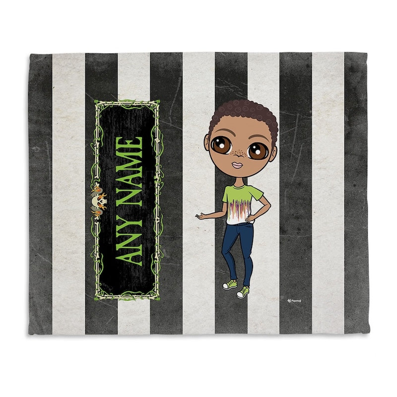 Boys Creepy White Stripes Fleece Blanket - Image 2
