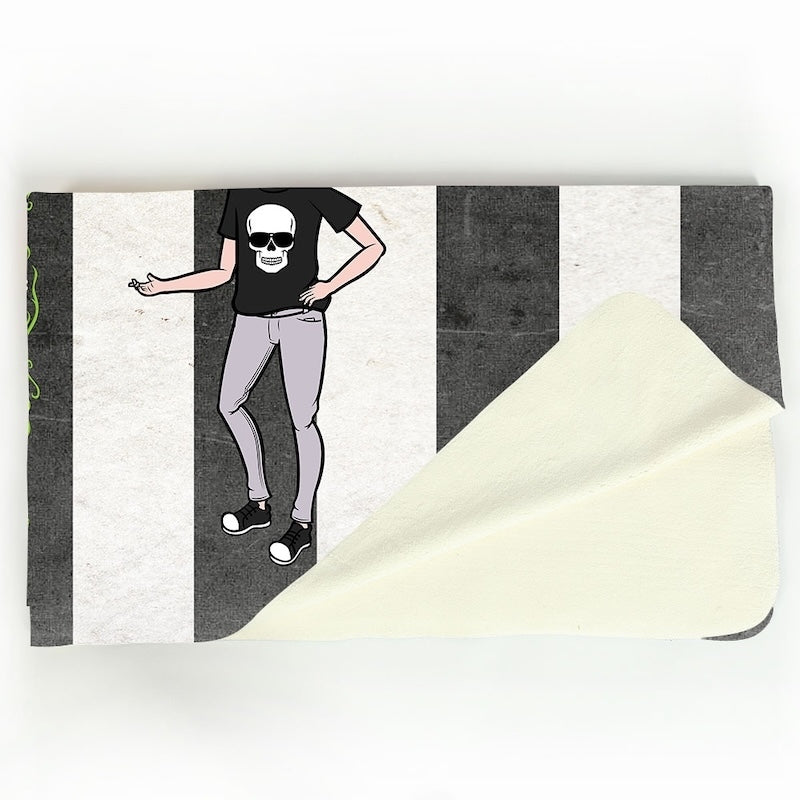 Boys Creepy White Stripes Fleece Blanket - Image 3