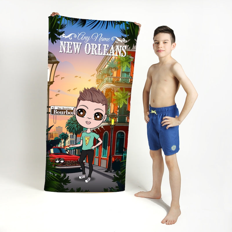 Jnr Boys Personalized New Orleans Beach Towel - Image 2