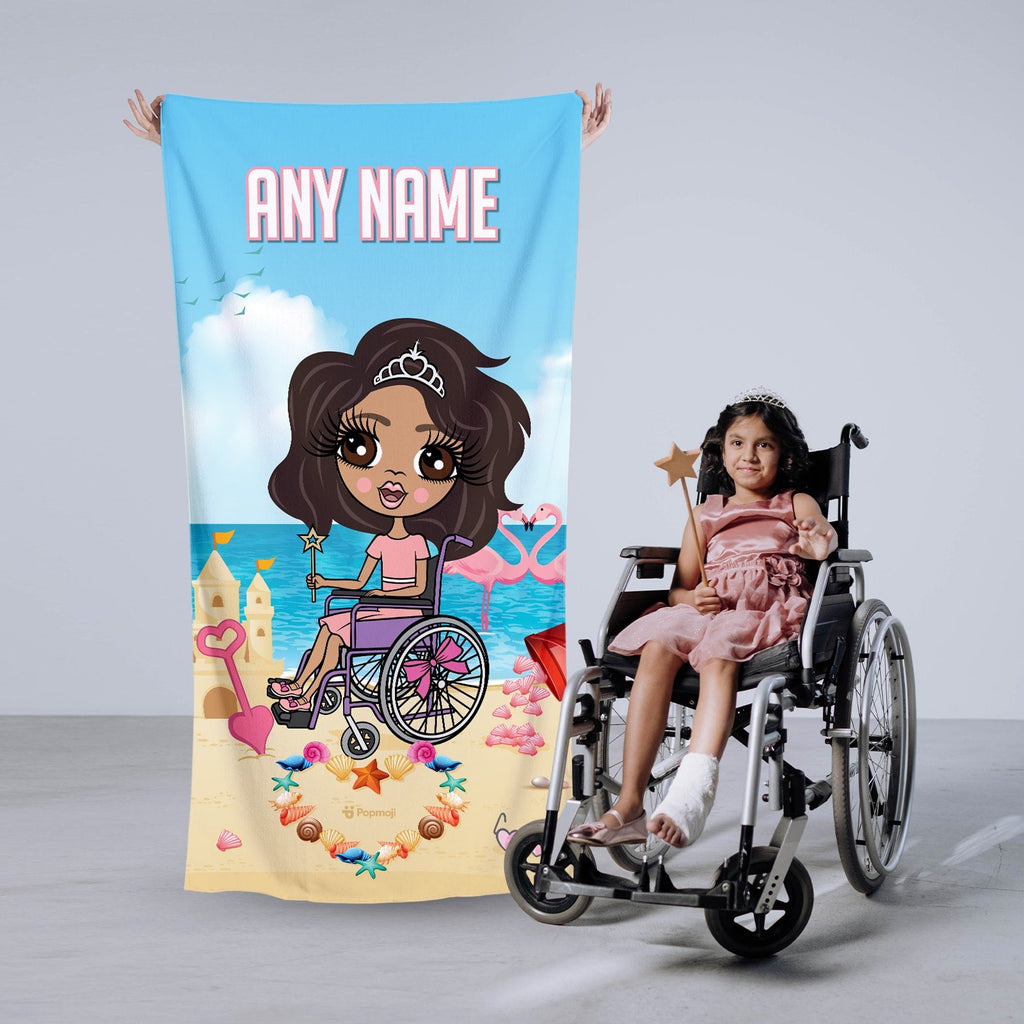 Girls Personalized Flamingo Fun Wheelchair Beach Towel