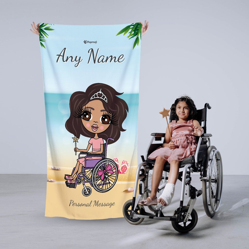 Girls Personalized Beach Print Wheelchair Beach Towel