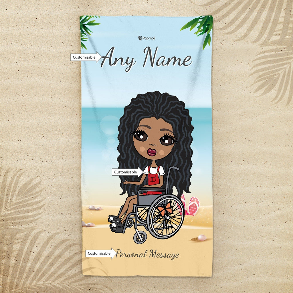 Girls Personalized Beach Print Wheelchair Beach Towel