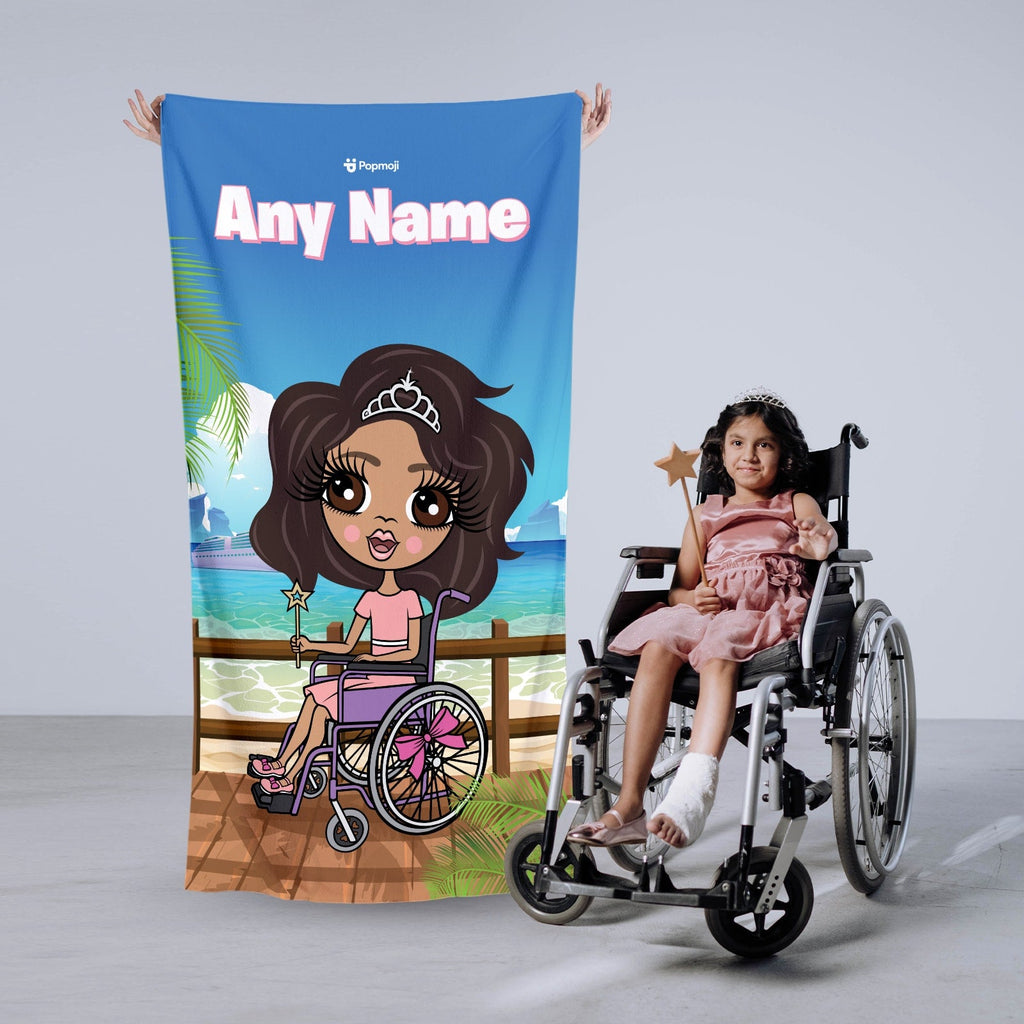 Girls Personalized Boardwalk Wheelchair Beach Towel